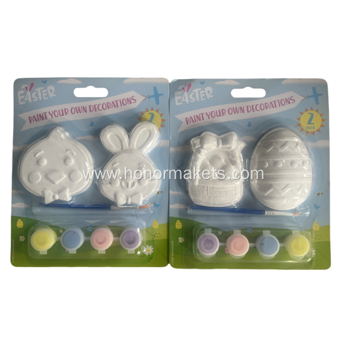 2PCS Easter DIY Painting with 4 color acrylic paint